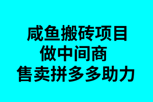 咸鱼搬砖项目，做中间商售卖拼多多助力，一天轻松赚几十上百元