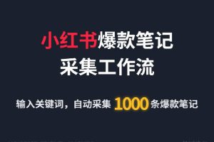 小红书爆款笔记采集工作流：输入关键词，自动采集1000条小红书爆款笔记 实操演示